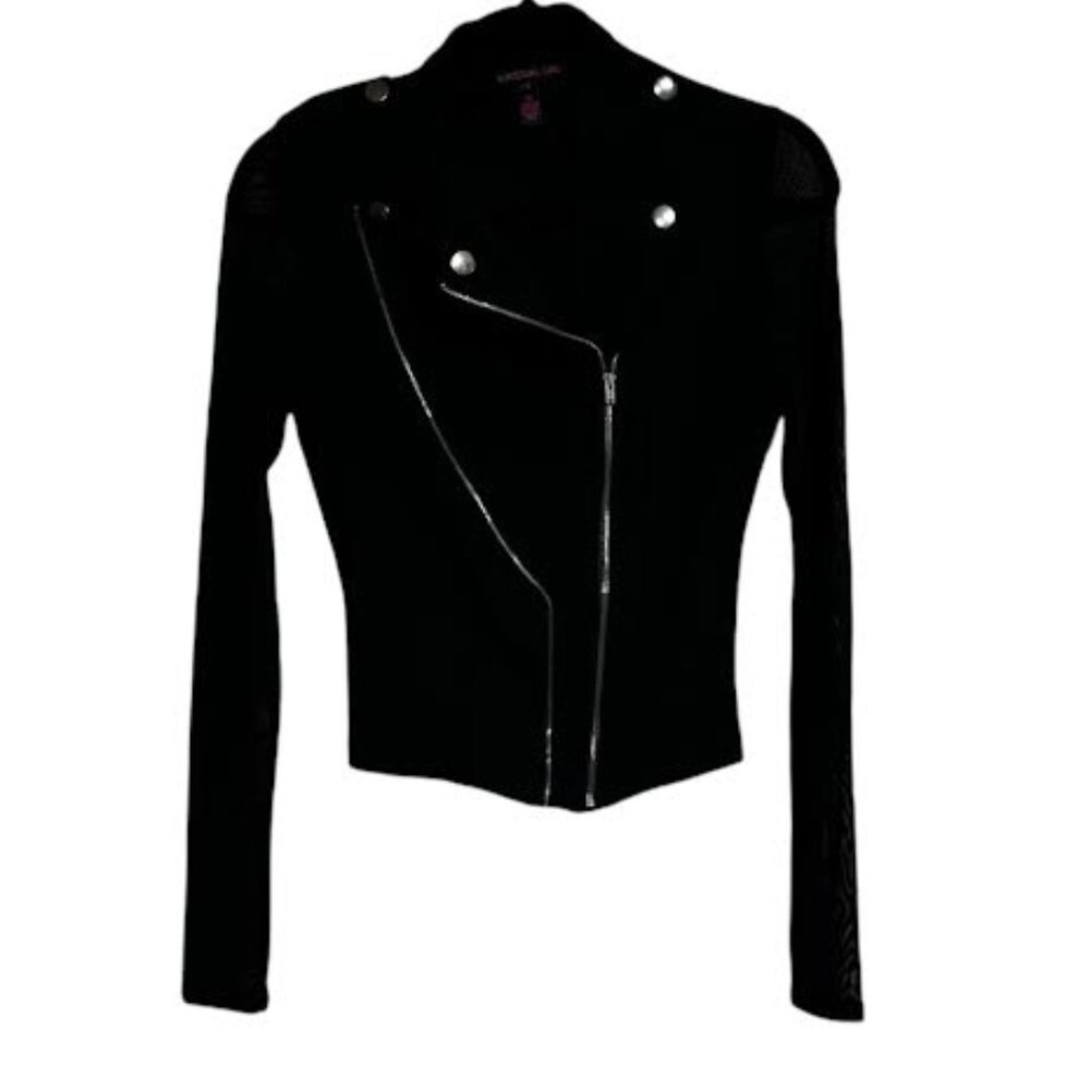 Material Girl Women's Cropped Moto Jacket, Black, Size S